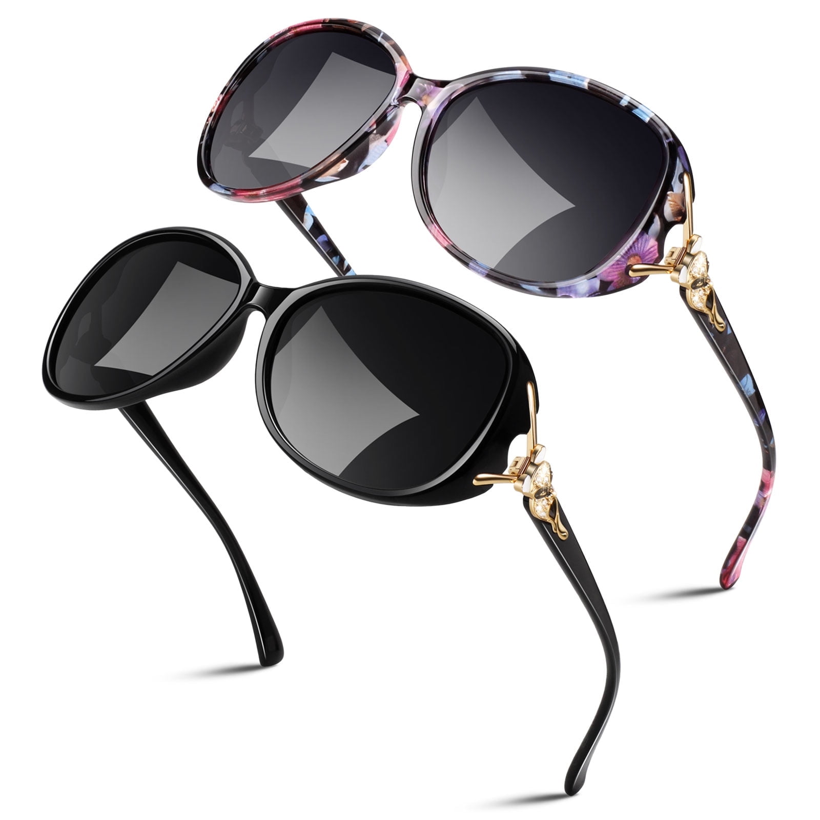 Sunier Oversized Butterfly Polarized Sunglasses, Set of 2