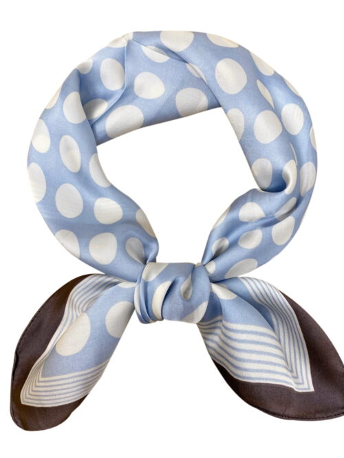 Wrapables Satin Neckerchief Scarf, Dots on Light Blue