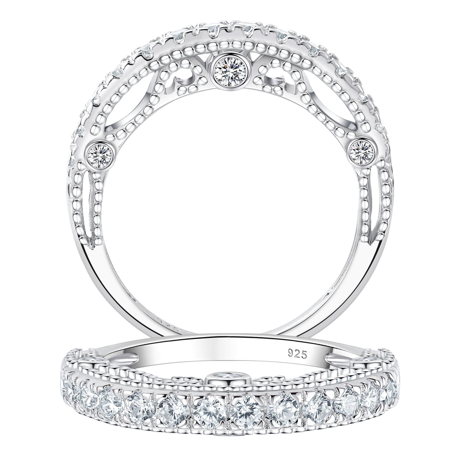 Wuziwen Sterling Silver Cubic Zirconia Eternity Band