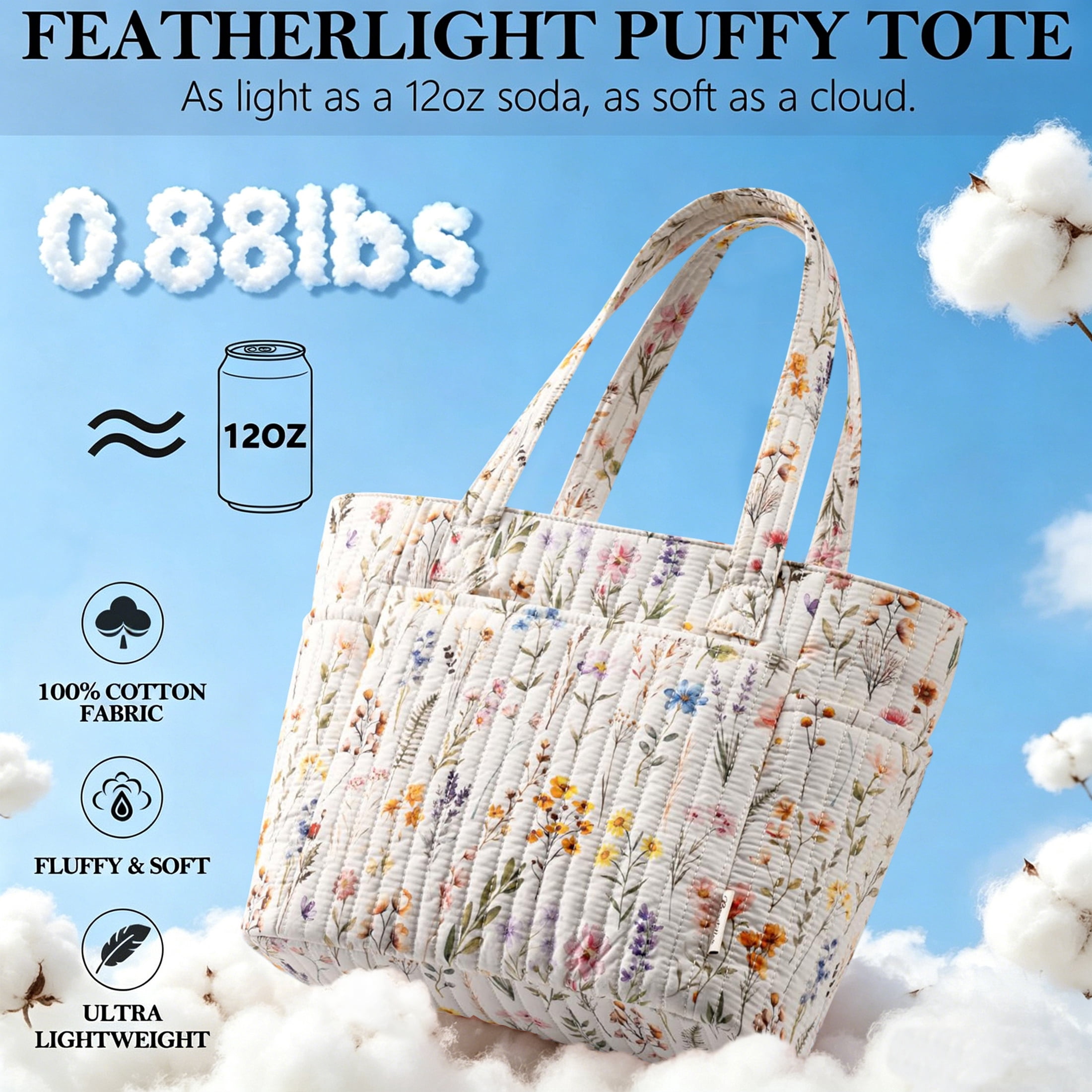 Bagstellar Quilted Cotton Zip-Top Tote - Image 3