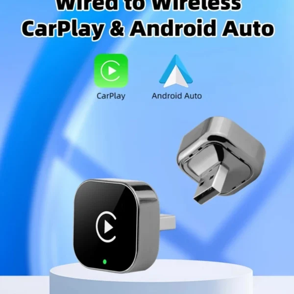 2-in-1 Wireless CarPlay Android Auto Adapter Plug & Play USB for iPhone Android