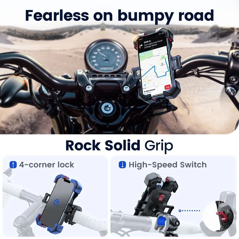 360 deg Aluminum Motorcycle Bike Bicycle GPS Cell Phone Holder Handlebar Mount LOT - Image 6