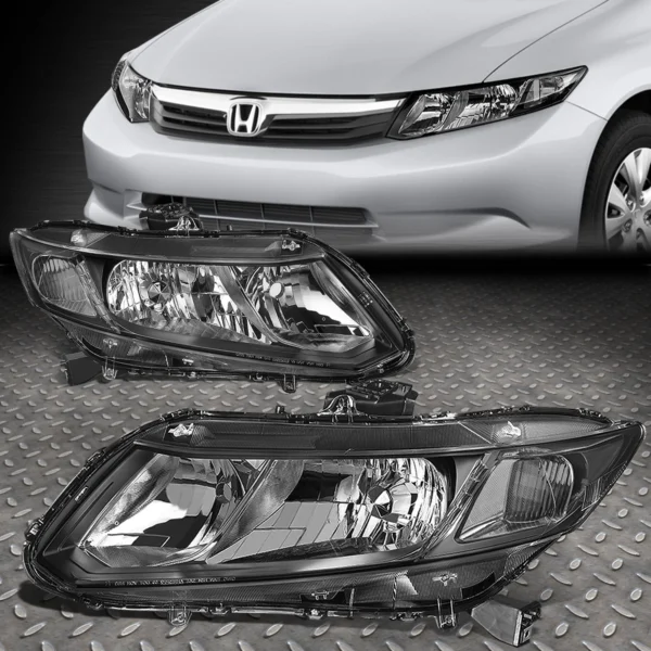 FOR 12-15 HONDA CIVIC BLACK HOUSING CLEAR CORNER HEADLIGHT REPLACEMENT HEADLAMP
