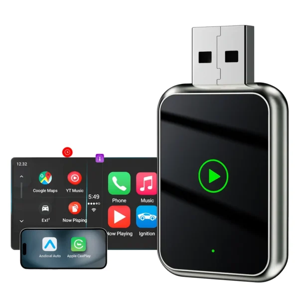 2-in-1 Wireless CarPlay Android Auto Adapter Plug & Play USB for iPhone Android