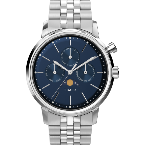 Marlin® Moon Phase 40mm Stainless Steel Bracelet Watch