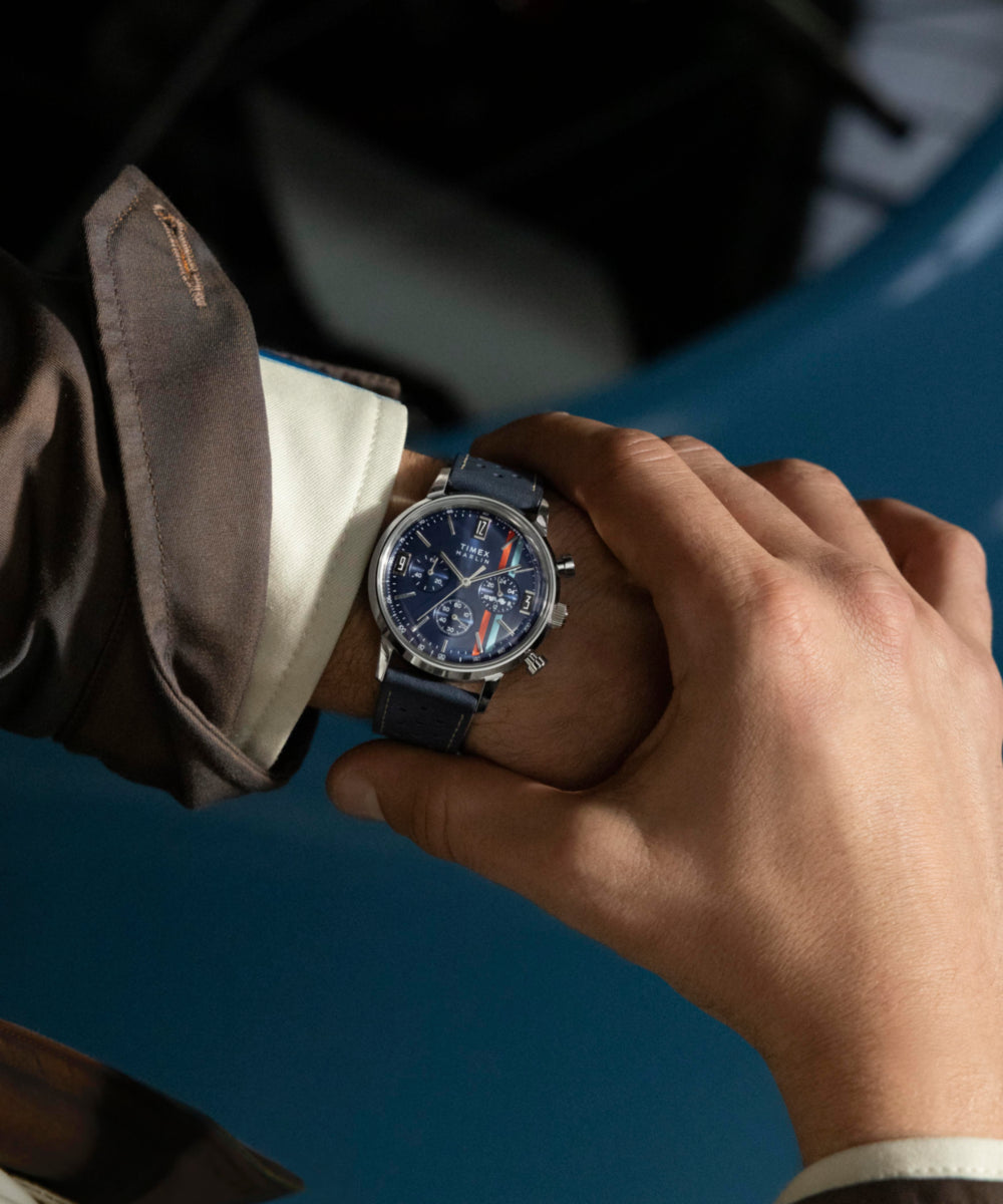 Marlin® Chronograph Tachymeter 40mm Leather Strap Watch - Image 2