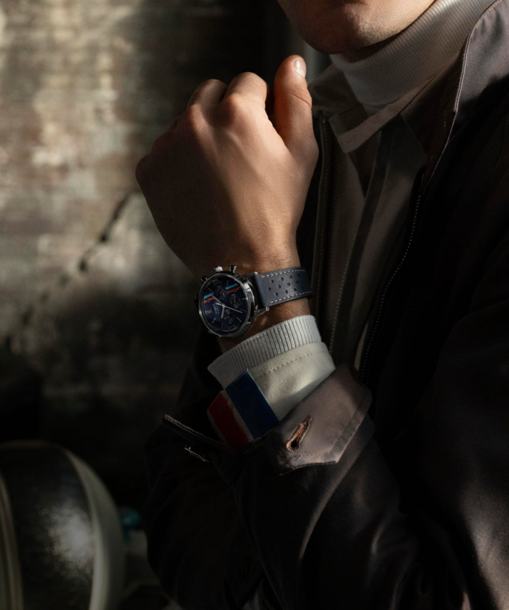 Marlin® Chronograph Tachymeter 40mm Leather Strap Watch - Image 4