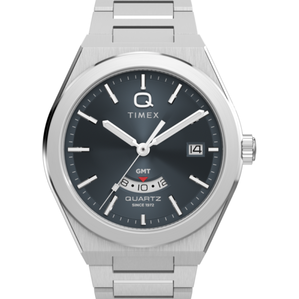 Q Timex® Continental GMT 39mm Stainless Steel Bracelet Watch