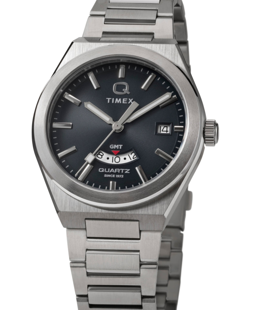 Q Timex® Continental GMT 39mm Stainless Steel Bracelet Watch - Image 8