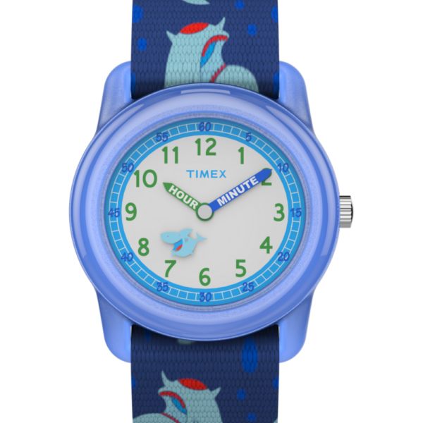 TIMEX TIME MACHINES® 29mm Blue Shark Elastic Fabric Kids Watch